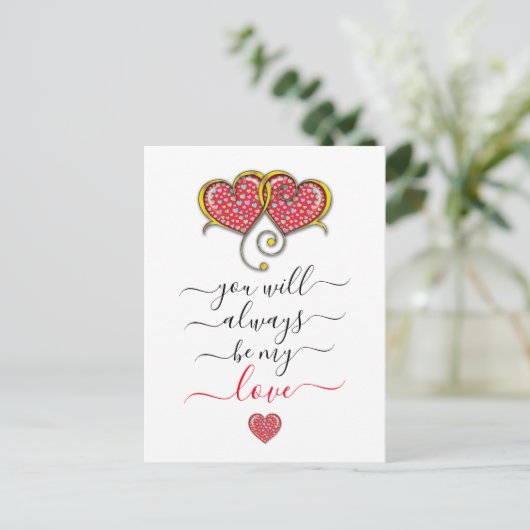 Interlock Herz Custom Eleganter Valentinstag Postkarte (Stehend Vorderseite)