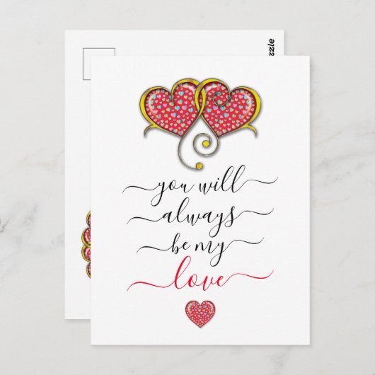 Interlock Herz Custom Eleganter Valentinstag Postkarte (Vorne/Hinten)