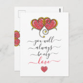 Interlock Herz Custom Eleganter Valentinstag Postkarte (Vorne/Hinten)