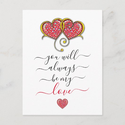 Interlock Herz Custom Eleganter Valentinstag Postkarte (Vorderseite)