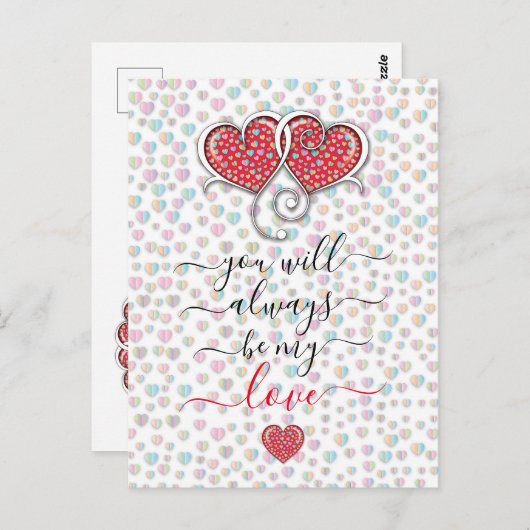 Interlock Herz Custom Eleganter Valentinstag Postkarte (Vorne/Hinten)