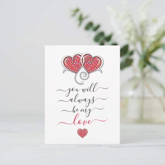 Interlock Herz Custom Eleganter Valentinstag Postkarte (Stehend Vorderseite)