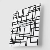Interlocking Black Squares Artistic Design Quadratische Wanduhr (Winkel)