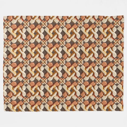 Interlocking geometric stone blocks fleecedecke (Vorderseite (Horizontal))