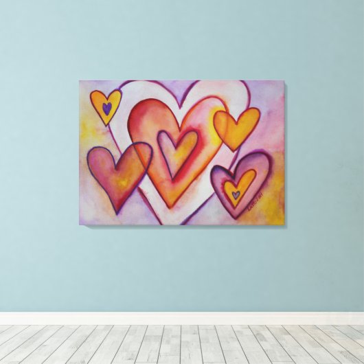 Interlocking-Liebe Hört Leinwand Malerei Art Print (Insitu (Holzboden))