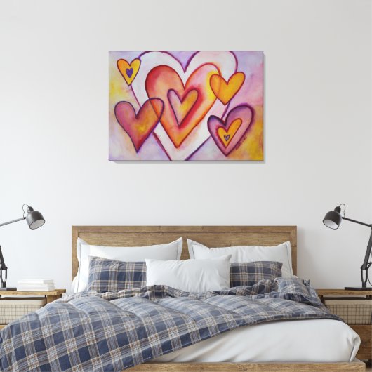 Interlocking-Liebe Hört Leinwand Malerei Art Print (Insitu (Schlafzimmer))
