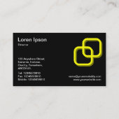 Interlocking Squares 3d - Gelb auf schwarz Visitenkarte (Rückseite)