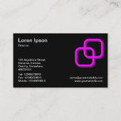 Interlocking Squares 3d - Magenta in Schwarz Visitenkarte (Rückseite)