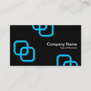 Interlocking Squares 3d - Sky Blue on Black Visitenkarte