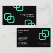 Interlocking Squares 3d - Türkis auf Schwarz Visitenkarte (Vorne/Hinten)