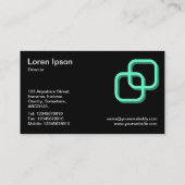 Interlocking Squares 3d - Türkis auf Schwarz Visitenkarte (Rückseite)