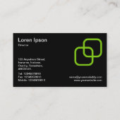 Interlocking Squares - Martian Green auf Black Visitenkarte (Rückseite)