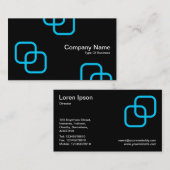 Interlocking Squares - Sky Blue on Black Visitenkarte (Vorne/Hinten)