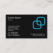 Interlocking Squares - Sky Blue on Black Visitenkarte (Rückseite)