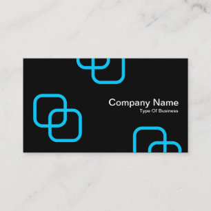Interlocking Squares - Sky Blue on Black Visitenkarte