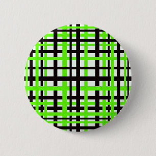 Interlocking Stripes Black White Green Button