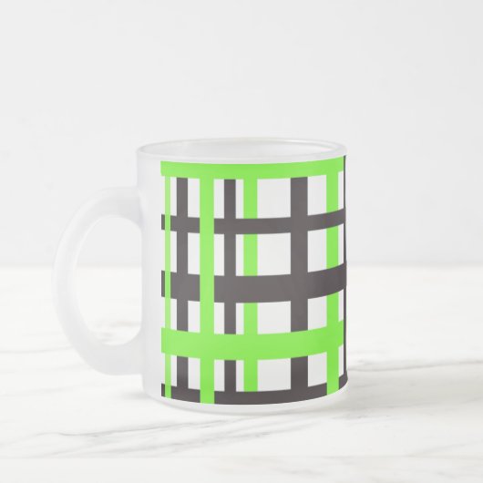 Interlocking Stripes Black White Green Mattglastasse (Links)