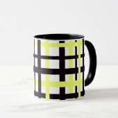 Interlocking Stripes Black White Yellow Tasse (VorderseiteRechts)
