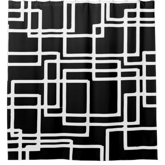 Interlocking White Squares Artistic Design Duschvorhang (Vorderseite)
