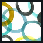 Interlocking Yellow & Blue Circles Poster<br><div class="desc">A simple print of interlocking yellow and blue circles by Megan Meagher. The white background lets the colors of the circles pop. Purchase yours today!</div>