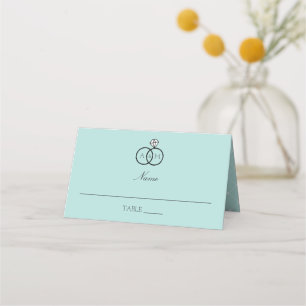 Interlocks Robin's Egg Blue Mit Monogramm Platzkarte