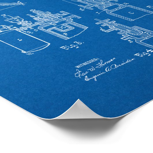 Internal Combustion Engine Patent - Blueprint Poster (Ecke)