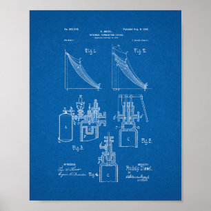 Internal Combustion Engine Patent - Blueprint Poster