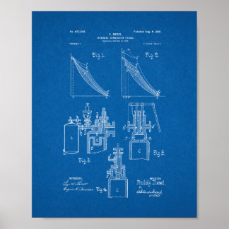 Internal Combustion Engine Patent - Blueprint Poster