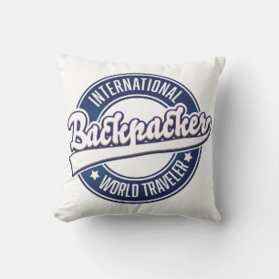 International Backpacker Word Traveller Logo Kissen