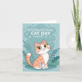 International Cat Day Cute Whimsical Cat Art Feiertagskarte