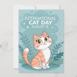 International Cat Day Cute Whimsical Cat Art Feiertagskarte