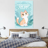 International Cat Day Cute Whimsical Cat Art Leinwanddruck (Insitu (Schlafzimmer))