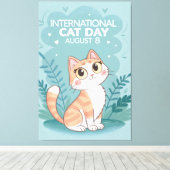 International Cat Day Cute Whimsical Cat Art Leinwanddruck (Insitu (Holzboden))
