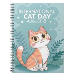 International Cat Day Cute Whimsical Cat Art Notizblock