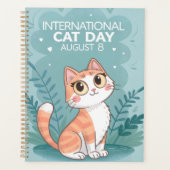 International Cat Day Cute Whimsical Cat Art Planer (Vorderseite)