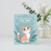 International Cat Day Cute Whimsical Cat Art Postkarte (Stehend Vorderseite)