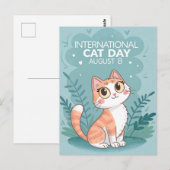 International Cat Day Cute Whimsical Cat Art Postkarte (Vorne/Hinten)
