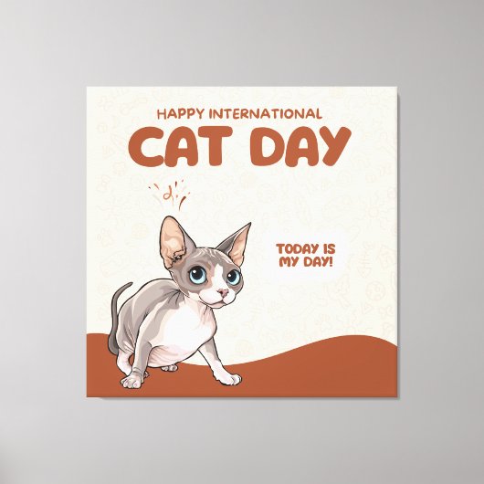 International Cat Day Sphynx Celebration Art Leinwanddruck (Vorderseite)