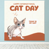 International Cat Day Sphynx Celebration Art Leinwanddruck (Insitu (Holzboden))