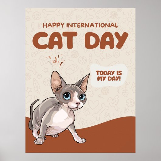 International Cat Day Sphynx Celebration Art Poster (Vorne)