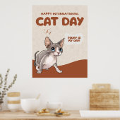 International Cat Day Sphynx Celebration Art Poster (Küche)