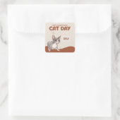 International Cat Day Sphynx Celebration Art Quadratischer Aufkleber (Tasche)