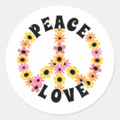 International Day of Peace Love Flower Runder Aufkleber (Vorderseite)