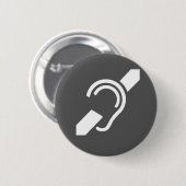 International Deaf Button White on Grey (Vorne & Hinten)
