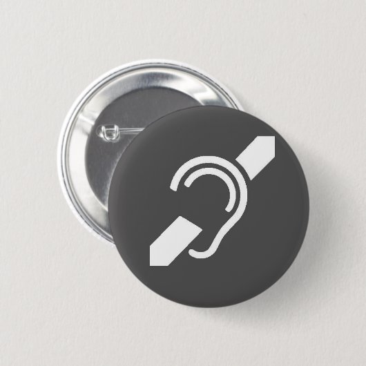 International Deaf Button White on Grey (Vorne & Hinten)