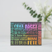 International Happy Birthday Design Postkarte (Stehend Vorderseite)