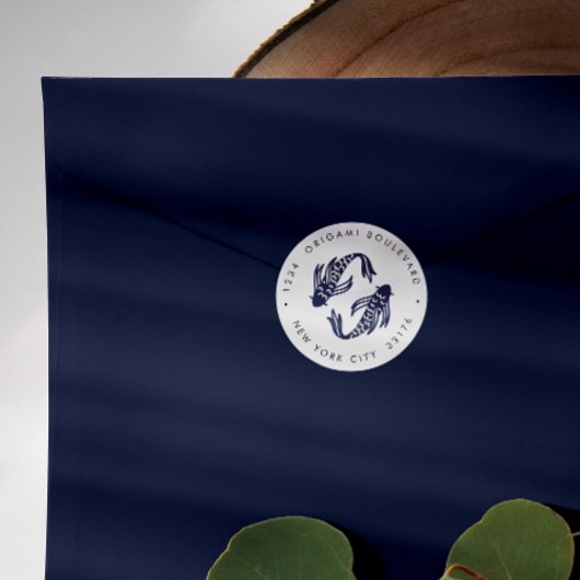 International > Japanisch | Blue Koi Fish Wedding Runder Aufkleber