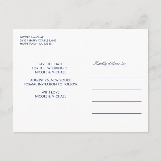 International > Japanisch | Crested ibis Blue Wedd Ankündigungspostkarte (Rückseite)