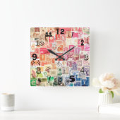 International Stamp Clock (with numbers) Quadratische Wanduhr (Zuhause)
