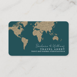 International Travel Agent World Map Blue Visitenkarte